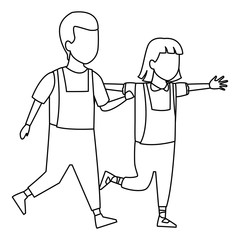 Kids playing cartoons black and white