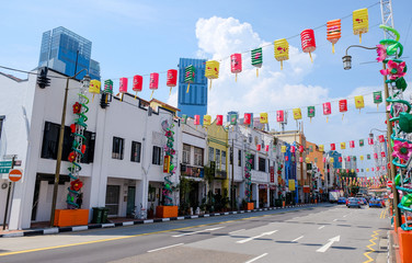 Chinatown district in Singapore. Singapore city street view. 