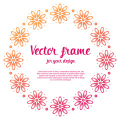 Romantic cute floral frame template. Summer and spring festival wreath.