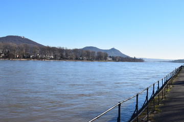 Rheinufer in Bonn, gegenüber Königswinter 02/19