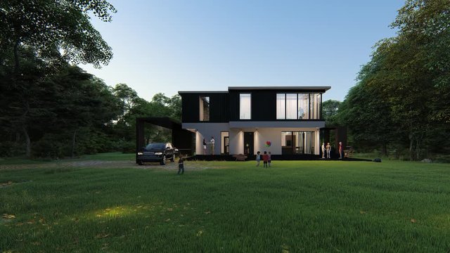house in park 3d render illustration