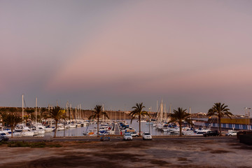 Scene view of boats in Pasito Blanco, Gran Canaria, Spain