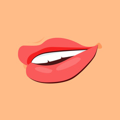 Smiling female lips vector illustration. Flirting, temptation, talking. Facial expressions concept. Vector illustration can be used for topics like emotions, body language, psychology