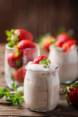 Healthy yougurt with stawberry