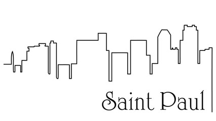 Saint Paul city one line drawing abstract background with cityscape