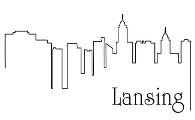 Lansing city one line drawing abstract background with cityscape