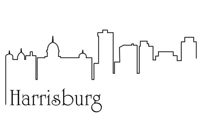 Obraz premium Harrisburg city one line drawing abstract background with cityscape