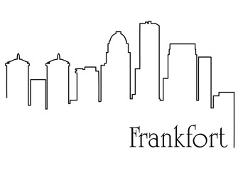 Frankfort city one line drawing abstract background with cityscape