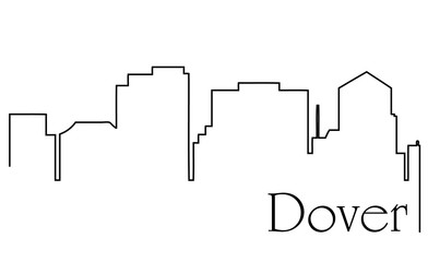 Dover city one line drawing abstract background with cityscape