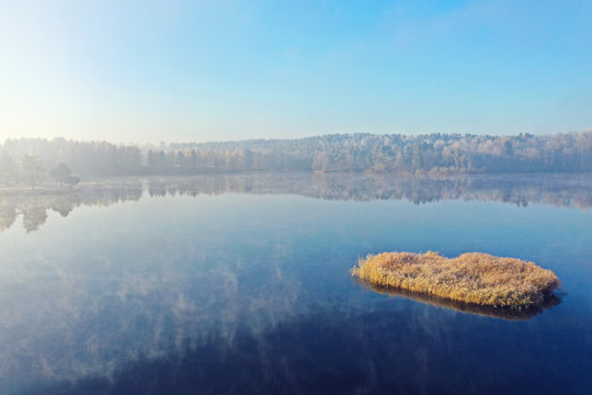 Sunrise over the lake in Lithuania