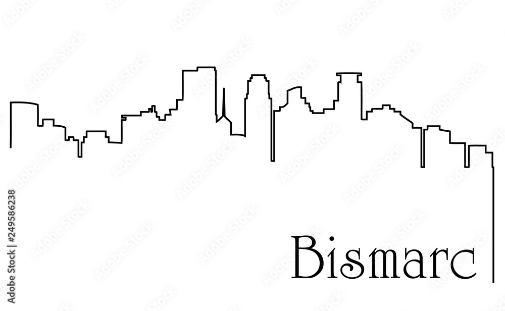 Wall mural Bismarck city one line drawing abstract background with cityscape