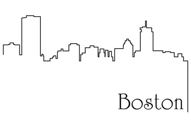 Boston city one line drawing abstract background with cityscape
