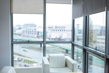 Naklejka na ściany i meble Blurred background : office interior with blurred wiev