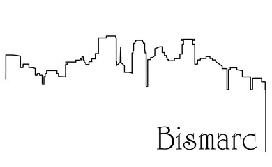 Bismarck city one line drawing abstract background with cityscape