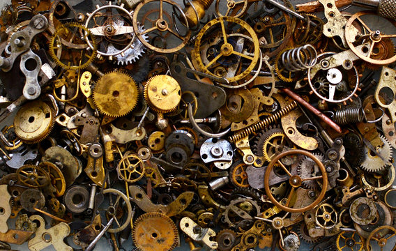 Watch gears and spare parts background