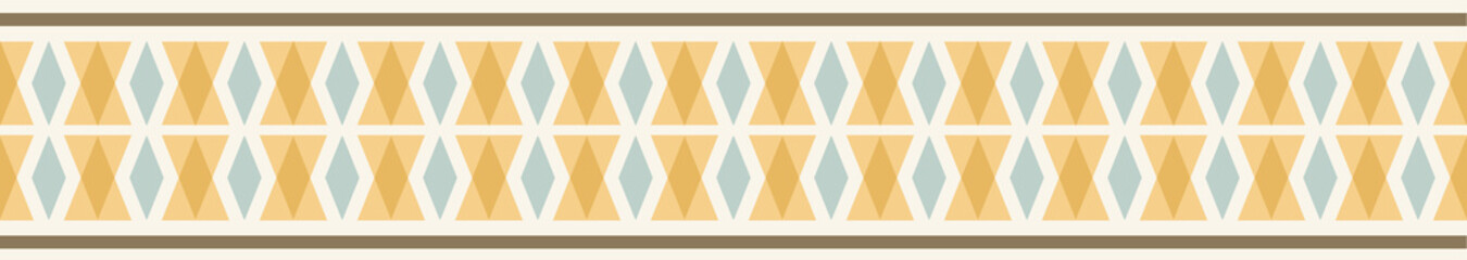 Seamless geometric border design, great for graphic design use, textile edges, ribbon, decorative tape, wallpaper borders, scrapbooking paper elements and trims. 