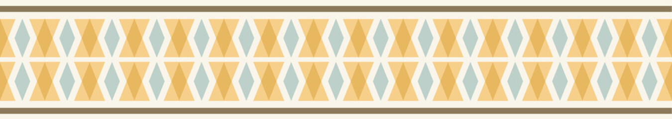 Seamless geometric border design, great for graphic design use, textile edges, ribbon, decorative tape, wallpaper borders, scrapbooking paper elements and trims. 