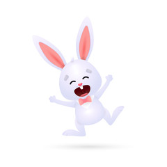 Fototapeta premium Happy jumping Easter bunny