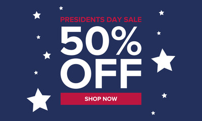 Happy Presidents day in United States. Washington's Birthday. Shopping sale banner, poster or background. Traditional federal holiday in America. Celebrated in February