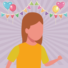 Girl running cartoon birthdays party