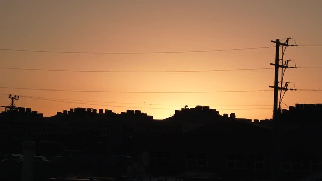 Sunset Over Nondescript Urban Skyline Scenic