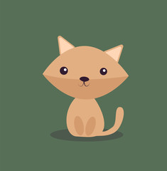 Cartoon picture with home pets, domestic animals, cat, kitty, feline. Vector illustration.