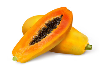whole and half of ripe papaya fruit