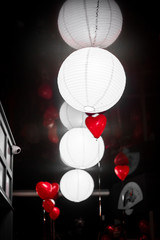 red hearts on a black background ceiling lights chandelier