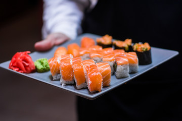 food dish sushi cocktails menu