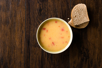 Homemade Potato Pumpkin Soup served with Bread.