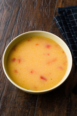 Homemade Potato Pumpkin Soup served with Bread.