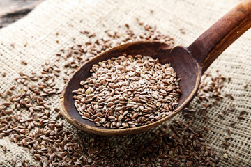 Flax seeds. Top view