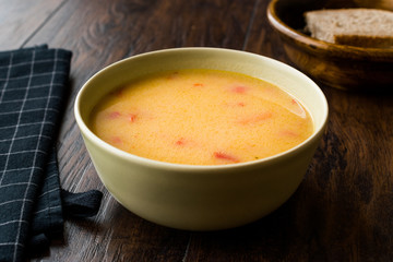 Homemade Potato Pumpkin Soup served with Bread.
