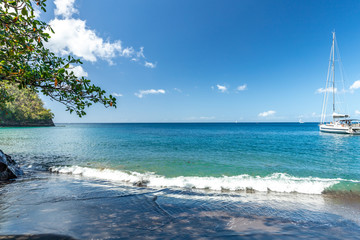 Saint Vincent and the Grenadines, Wallialbou bay. beach