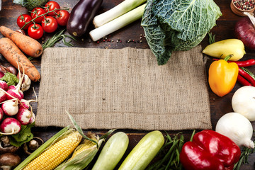 young vegetables on wooden background