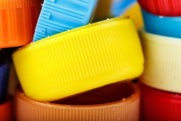multicolored plastic covers close up