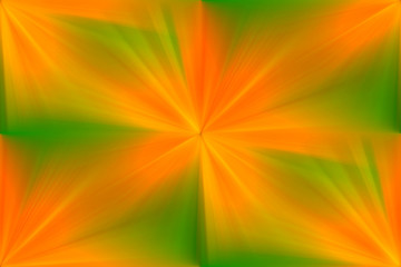 Pattern of orange and green rays.
