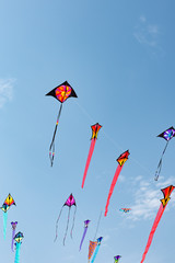 Kites with blue sky and white clouds