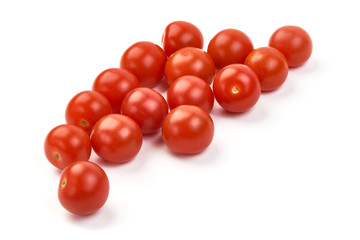 Fresh Cherry tomatoes, close-up, isolated on white background