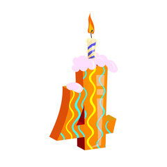 Numver four candle illustration