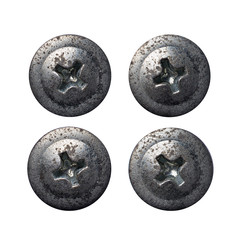 Set of old rusty metal rivet or screw heads
