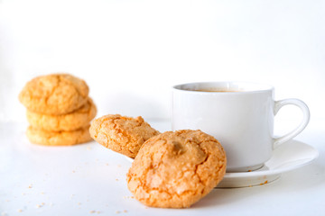 cookies, white mug on white background