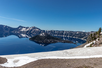 Crater Lake with snow