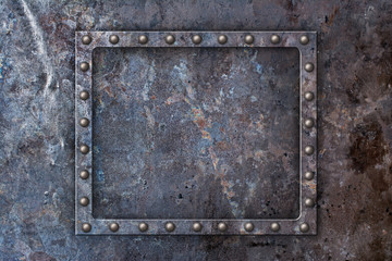 Grunge rusty metal texture background with rivets
