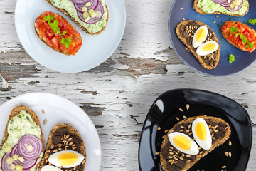 sharing plate bread healthy food toast bruschetta modern