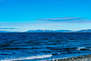 Snow Capped Bluffs of The San Juan Islands