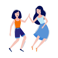 Vector flat women giving high five