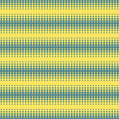 Seamless repeat pattern design, vector illustration of dots and circles drawn in shades of aqua on neon yellow background.