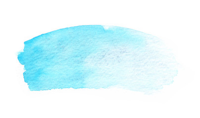 Watercolor abstract hand painted blue brushstroke illustration on white background