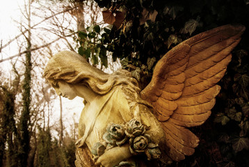 Old stone angel (religion, Christianity, faith concept)
